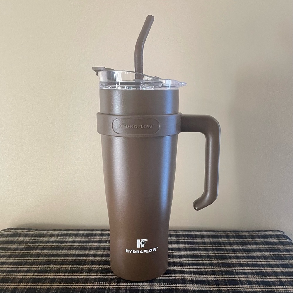 HYDRAFLOW 40oz Capri Stainless Steel Insulated Tumbler Straw Sip Lid Brown #499